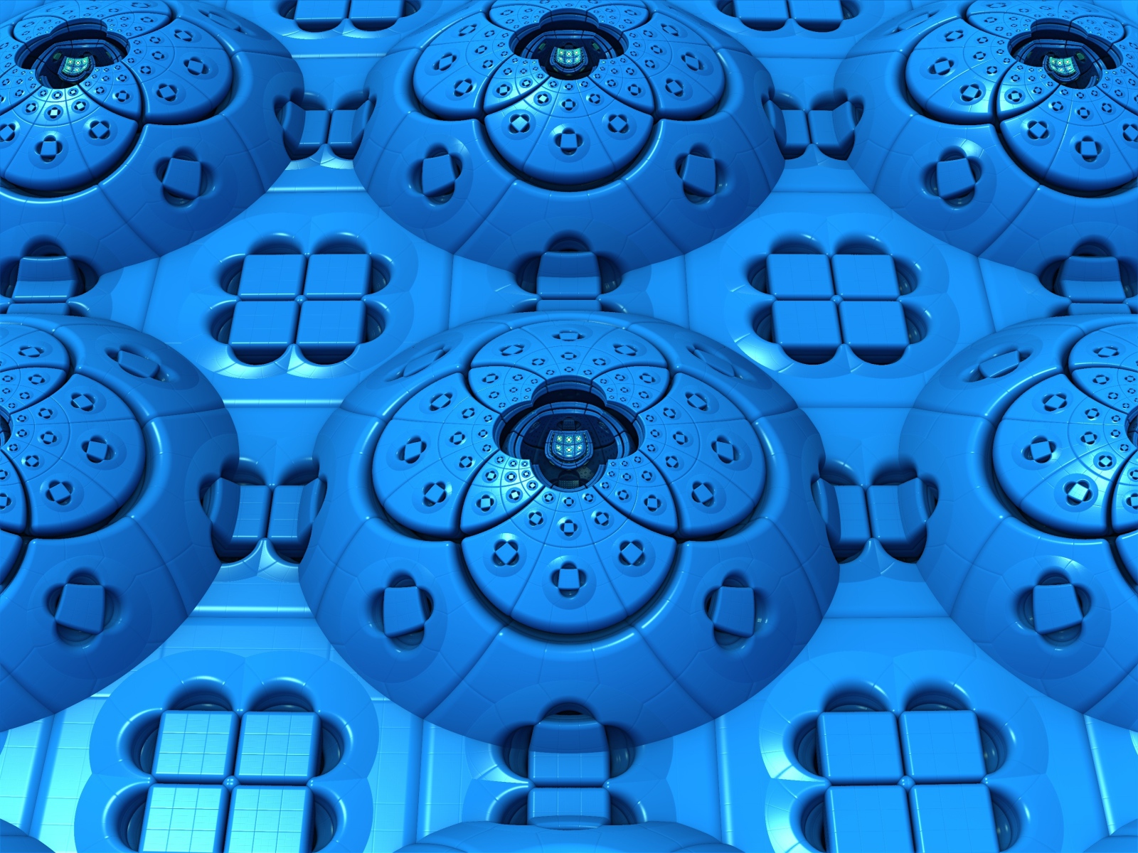 Голубые фрактальные цветочные узоры