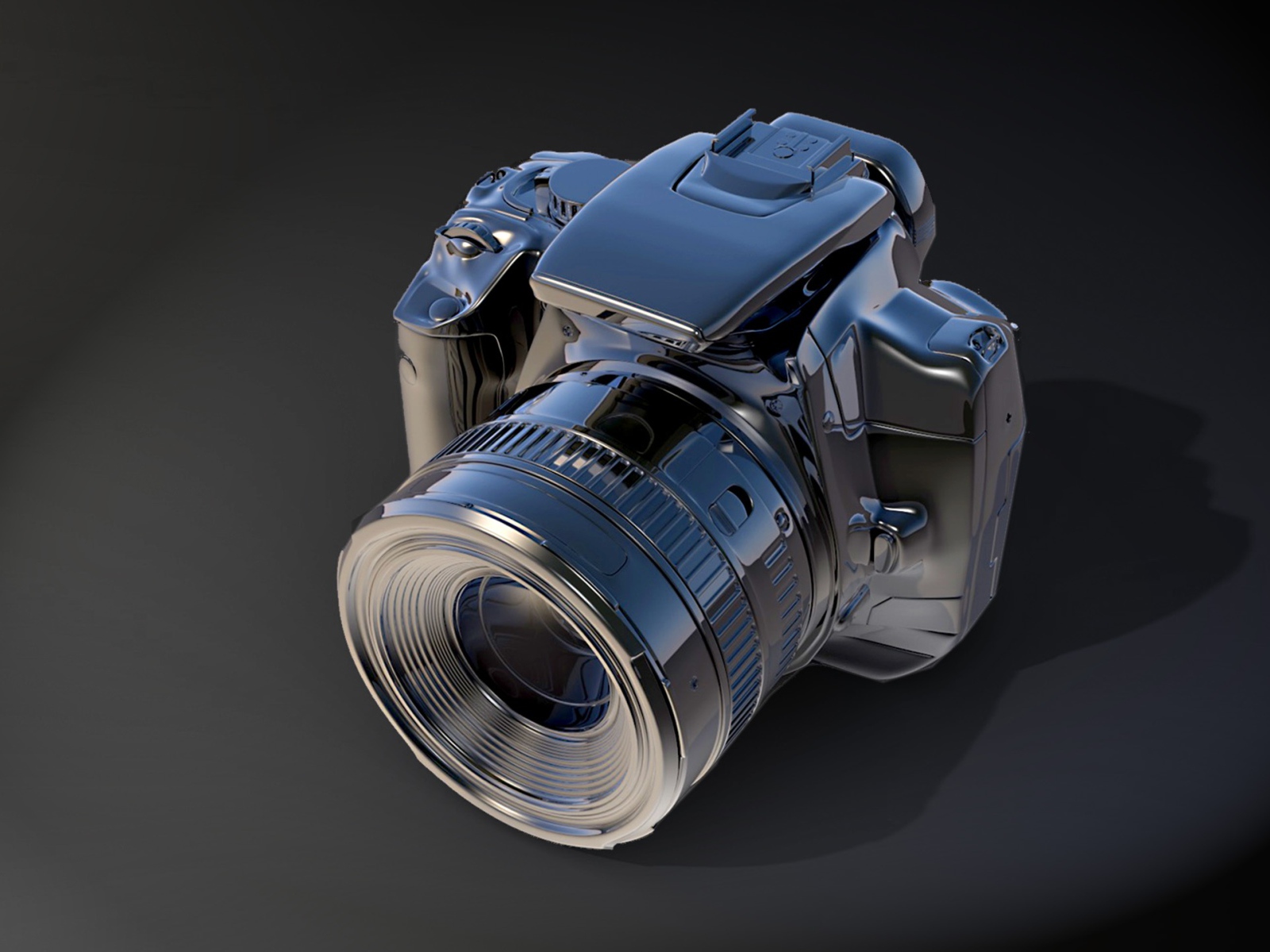 Фотоаппарат canon на черном фоне 3д  графика