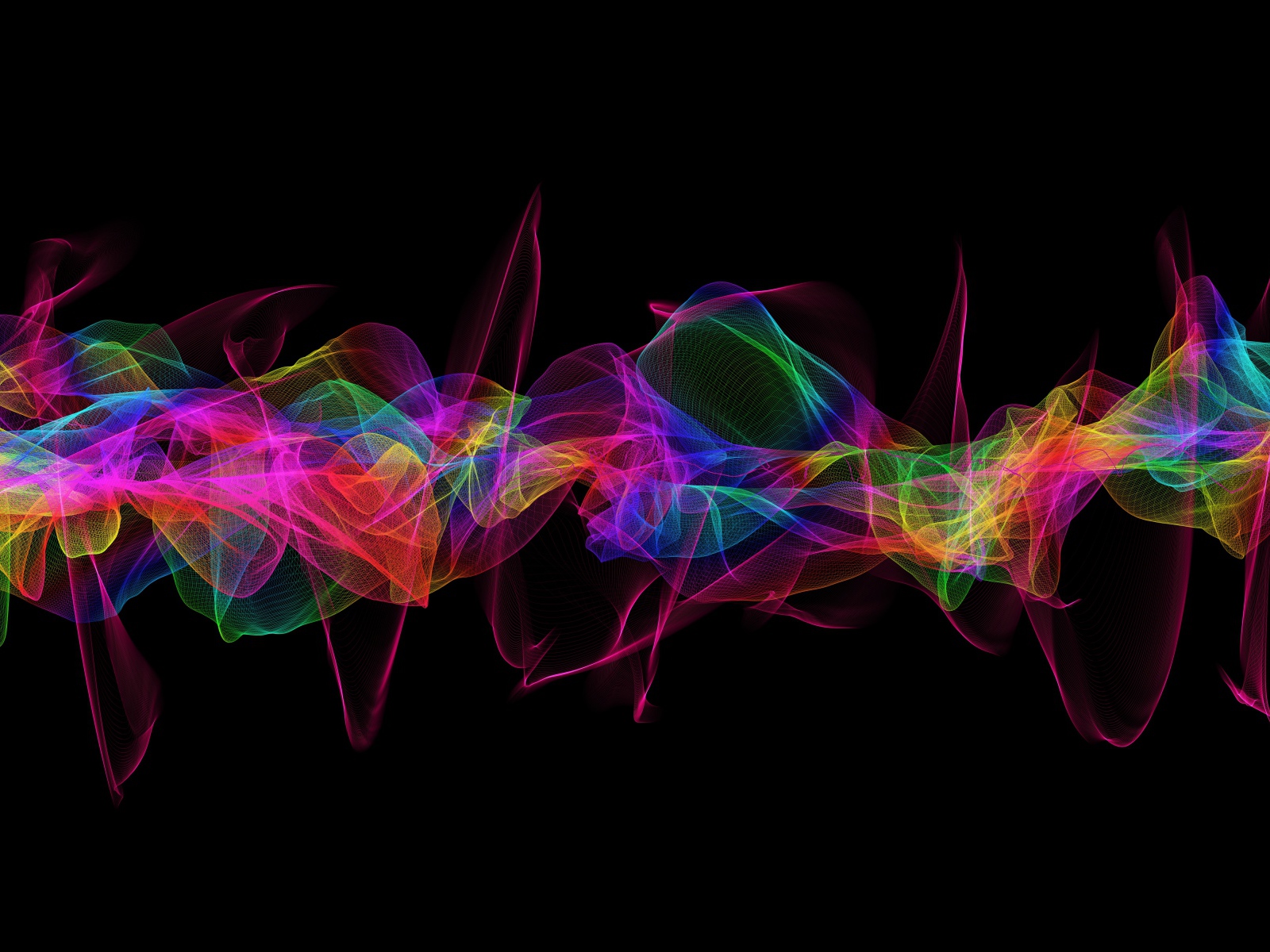 Красочные яркие абстрактные волны на черном фоне