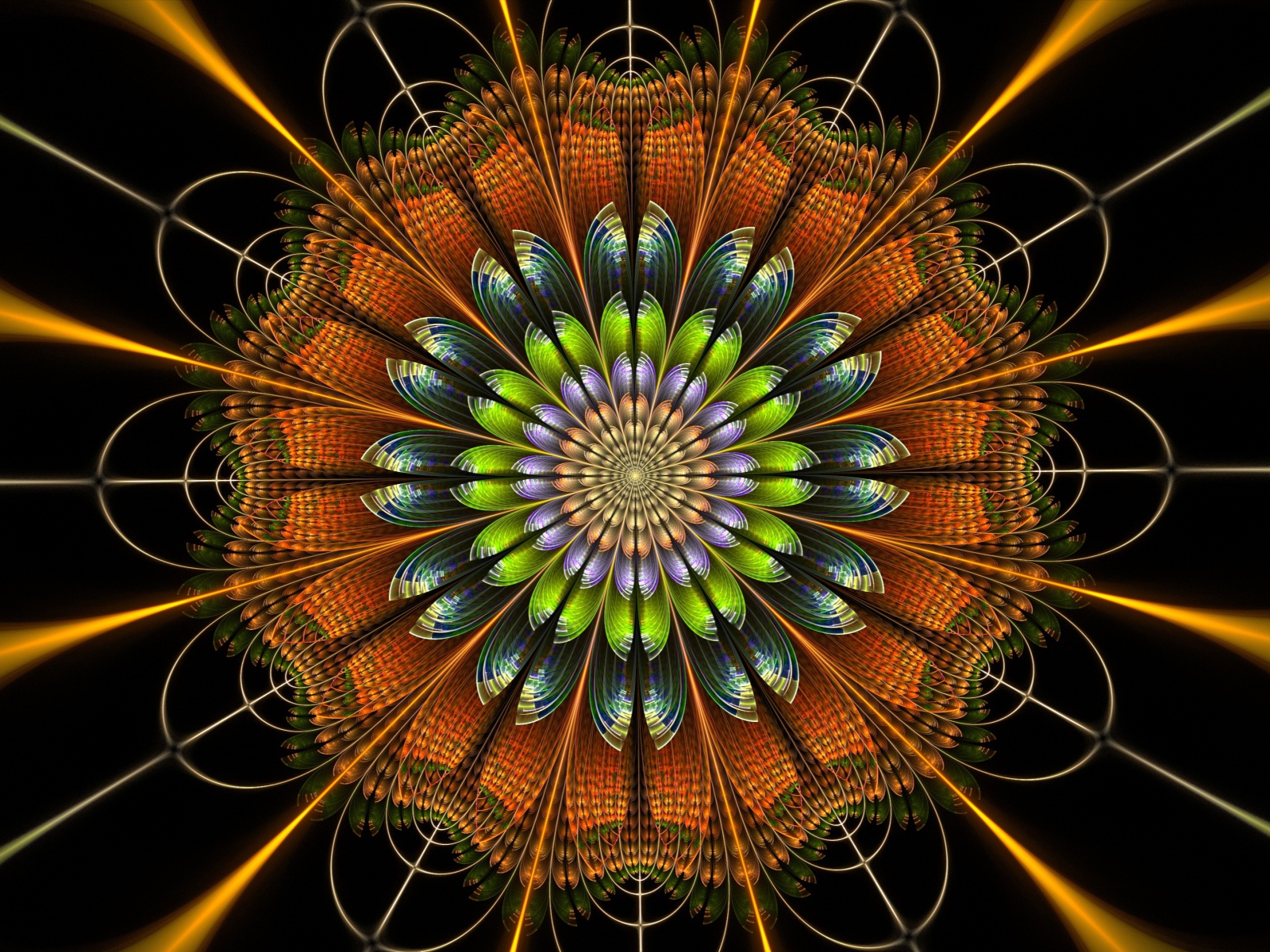 Цифровой цветок мандала крупным планом