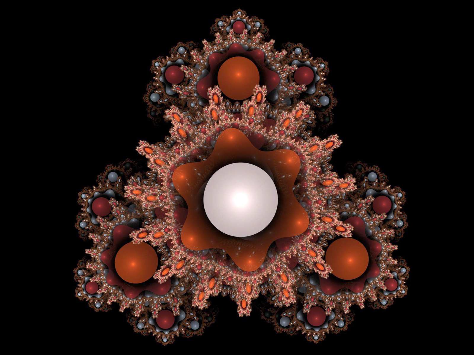 Фрактальный узор на черном фоне 