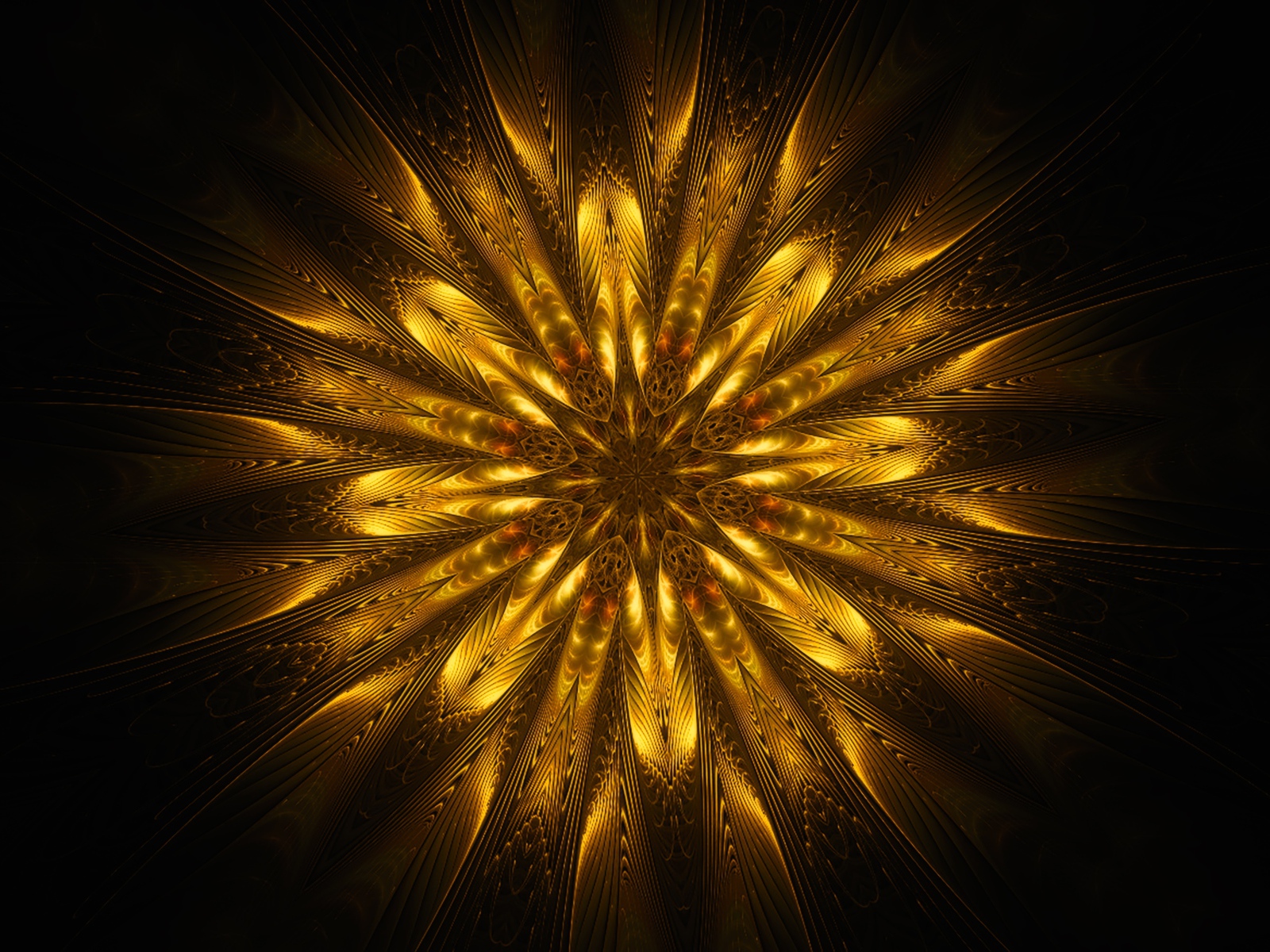 Золотой цветок мандала на черном фоне