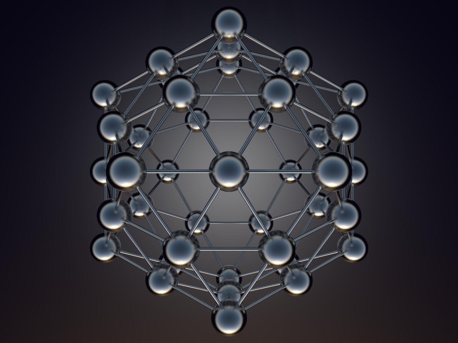 Икосаэдральная модель на сером фоне 3д графика