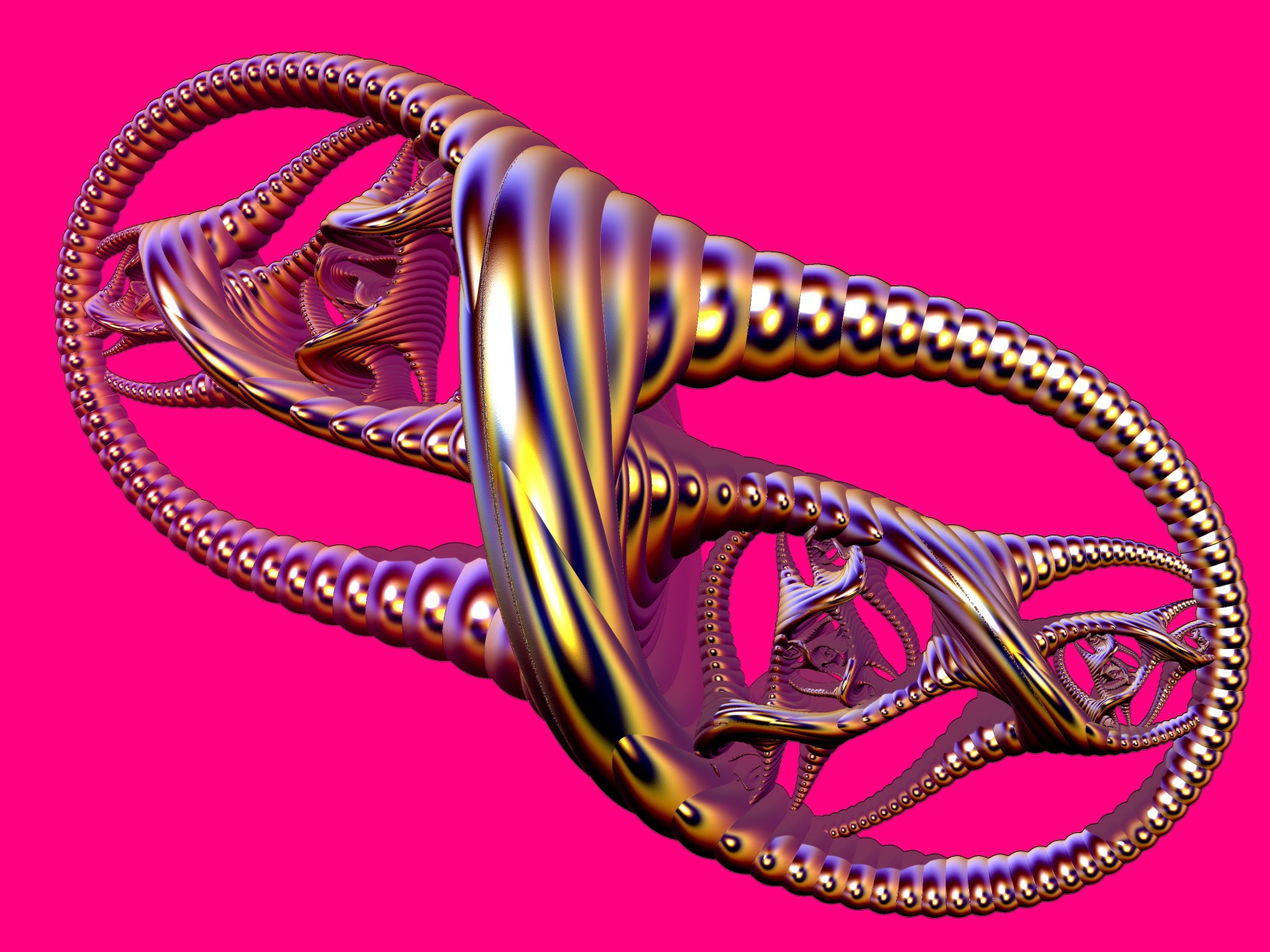 Металлический узел на розовом фоне 3д