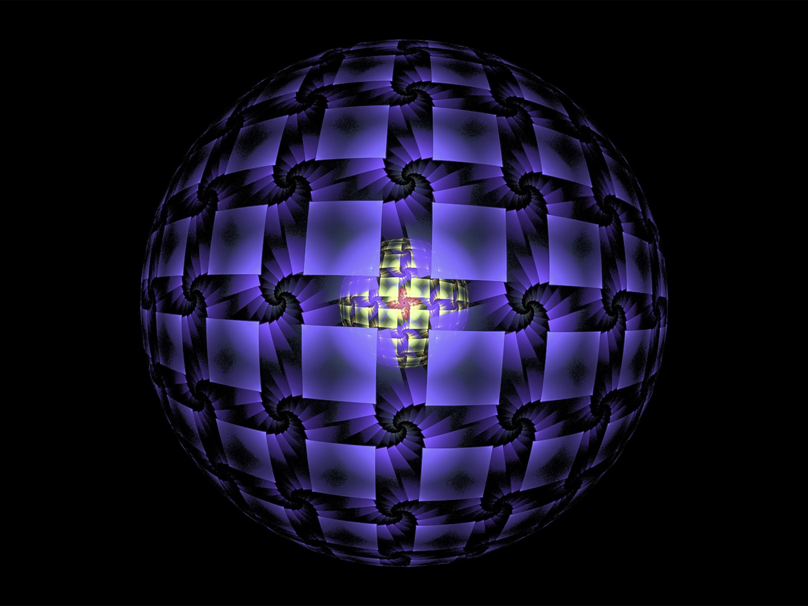 Фиолетовая сфера на черном фоне фрактал
