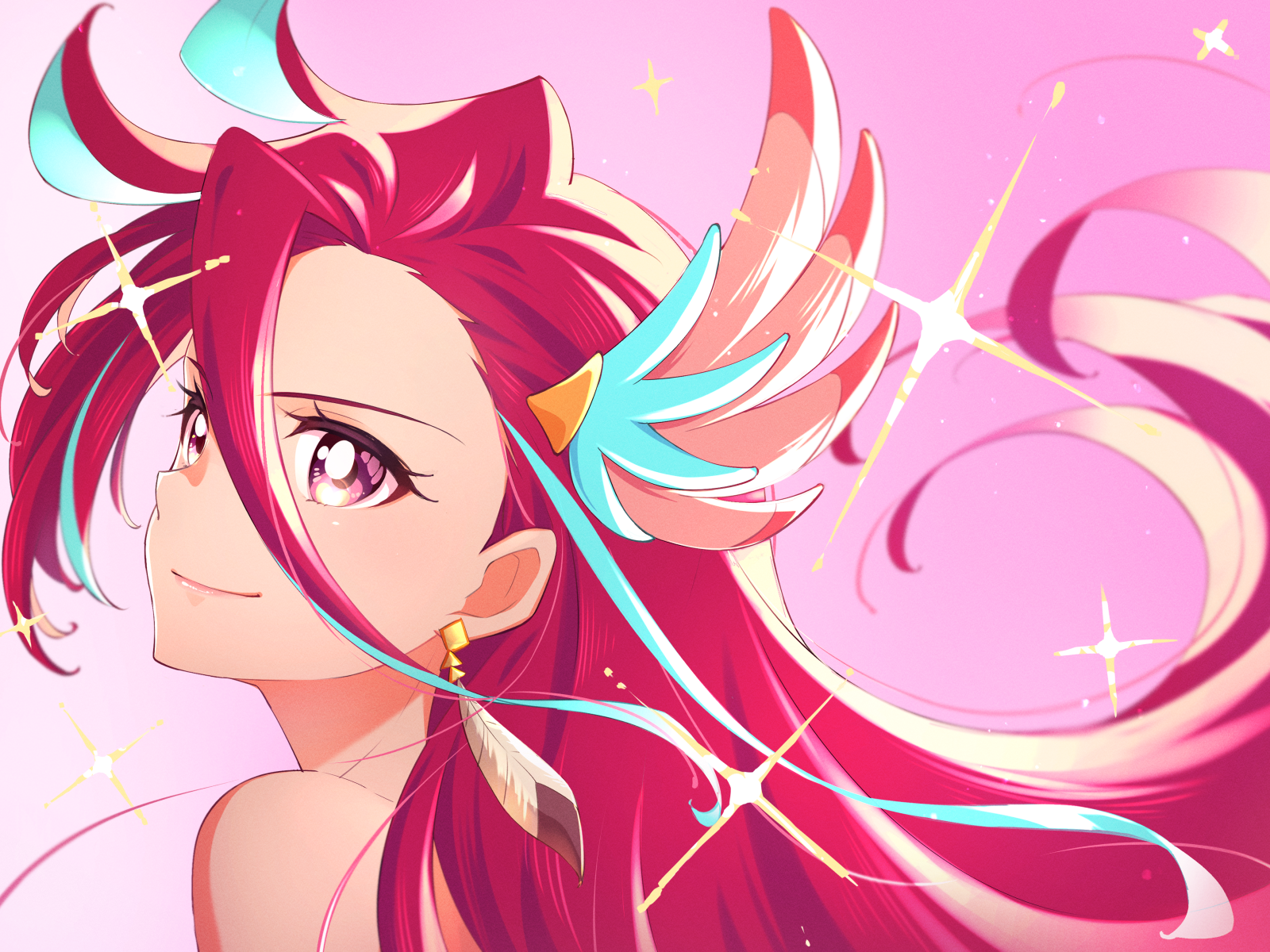 Девушка с длинными розовыми волосами аниме  Pretty Cure!