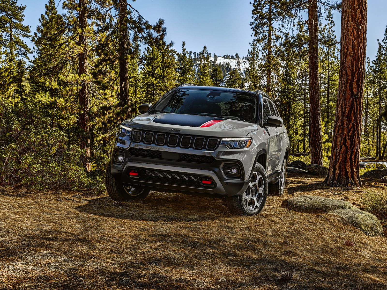 Внедорожник Jeep Compass Trailhawk, 2022 года в лесу