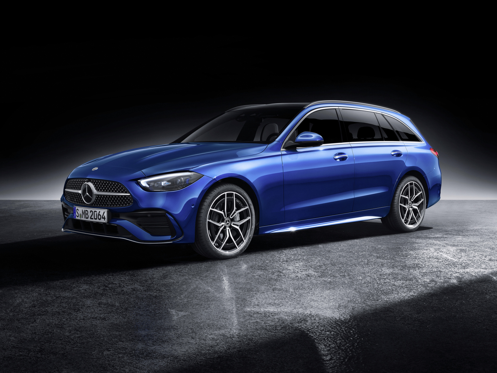 2021 Mercedes-Benz C 300 AMG Line Estate car on black background