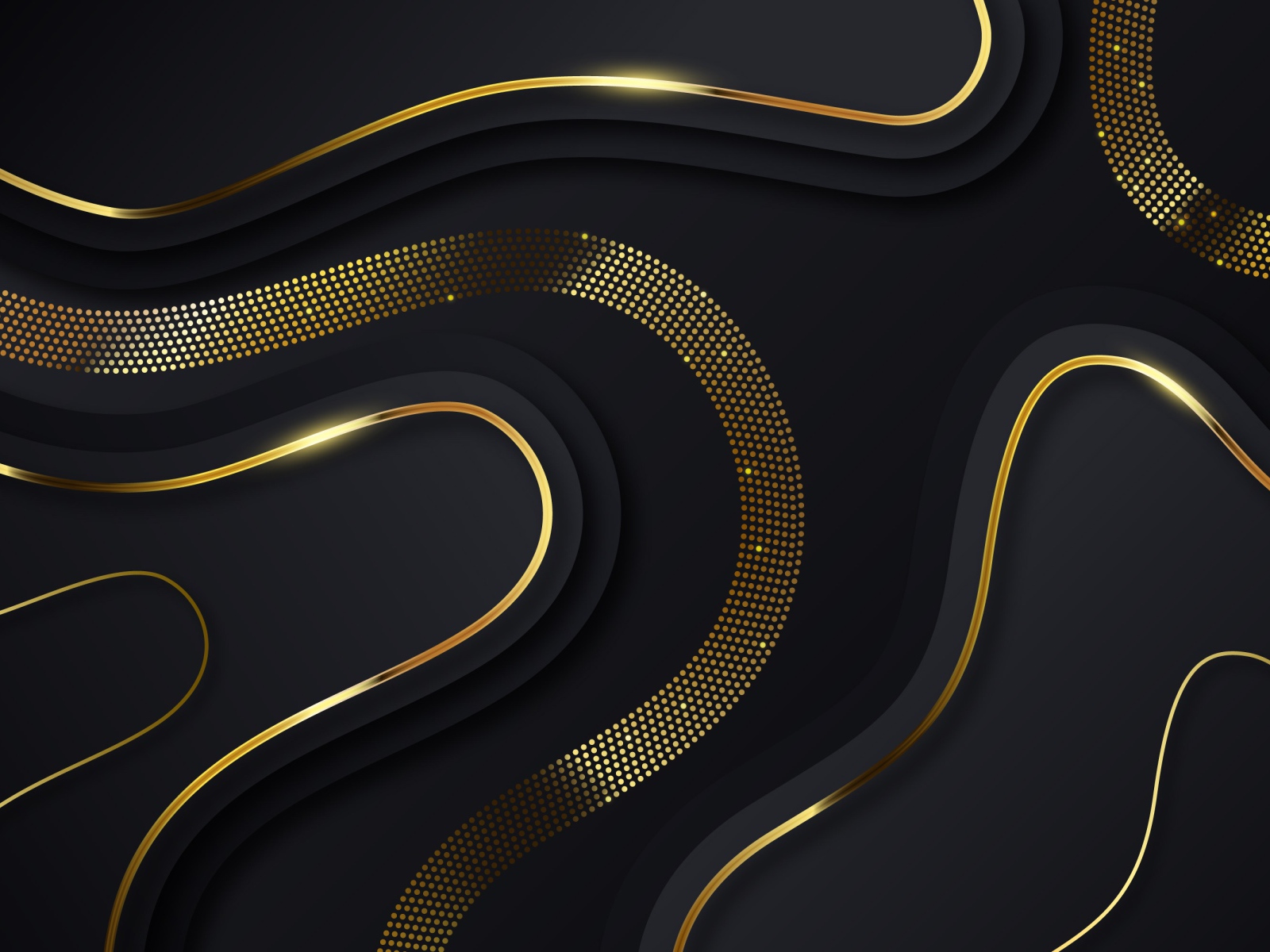 Черный фон с золотыми волнами 