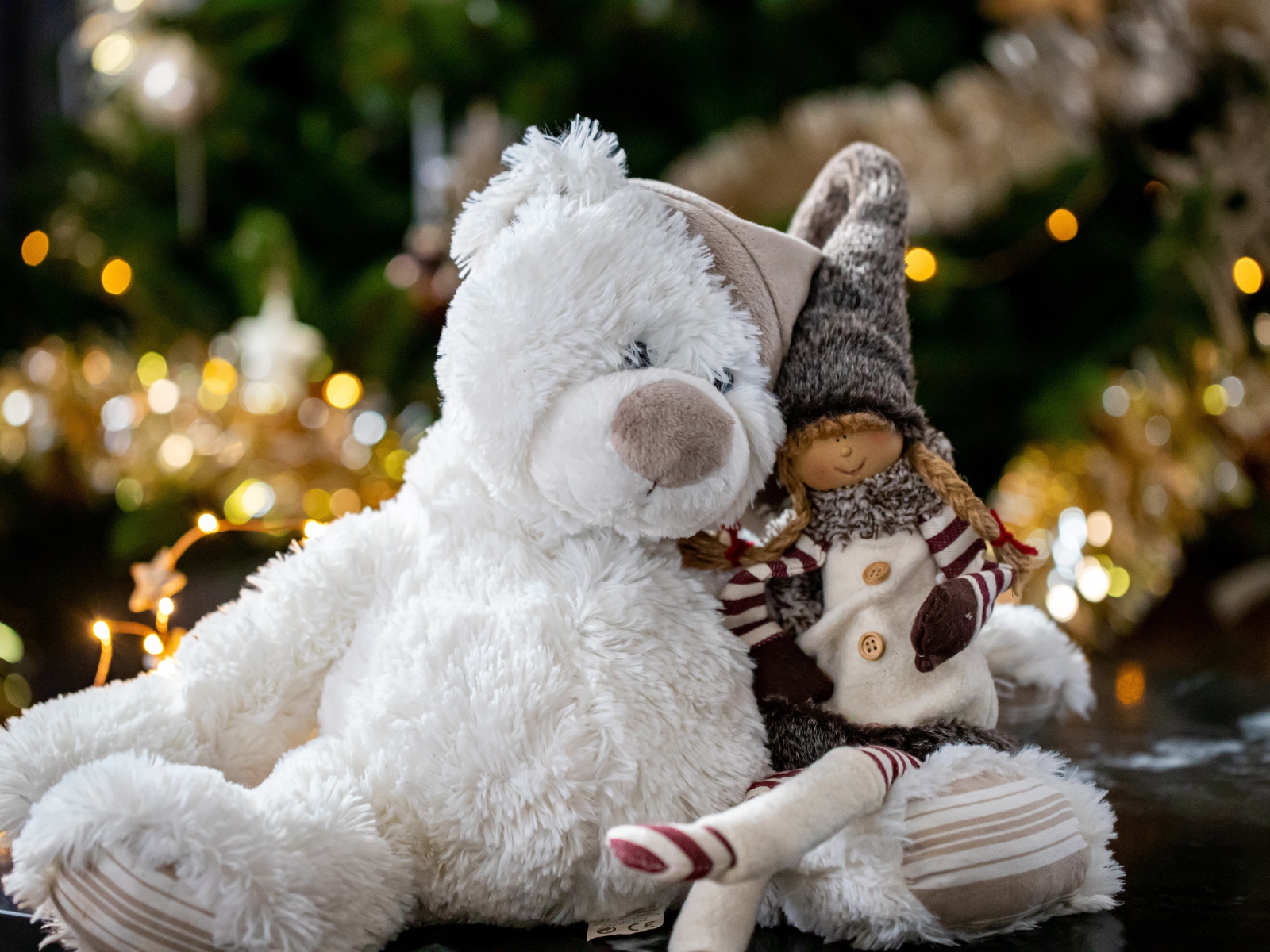 Большой белый медведь с гномом 