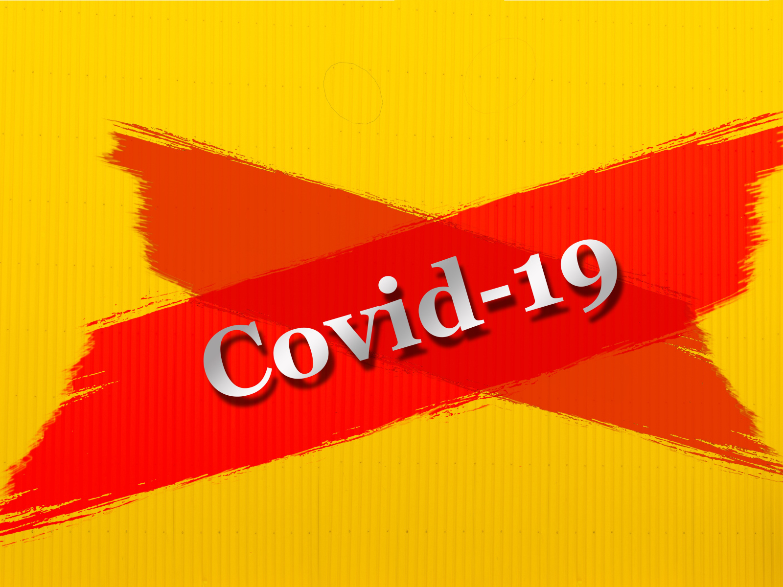 Красная надпись Ковид - 19 на желтом фоне 