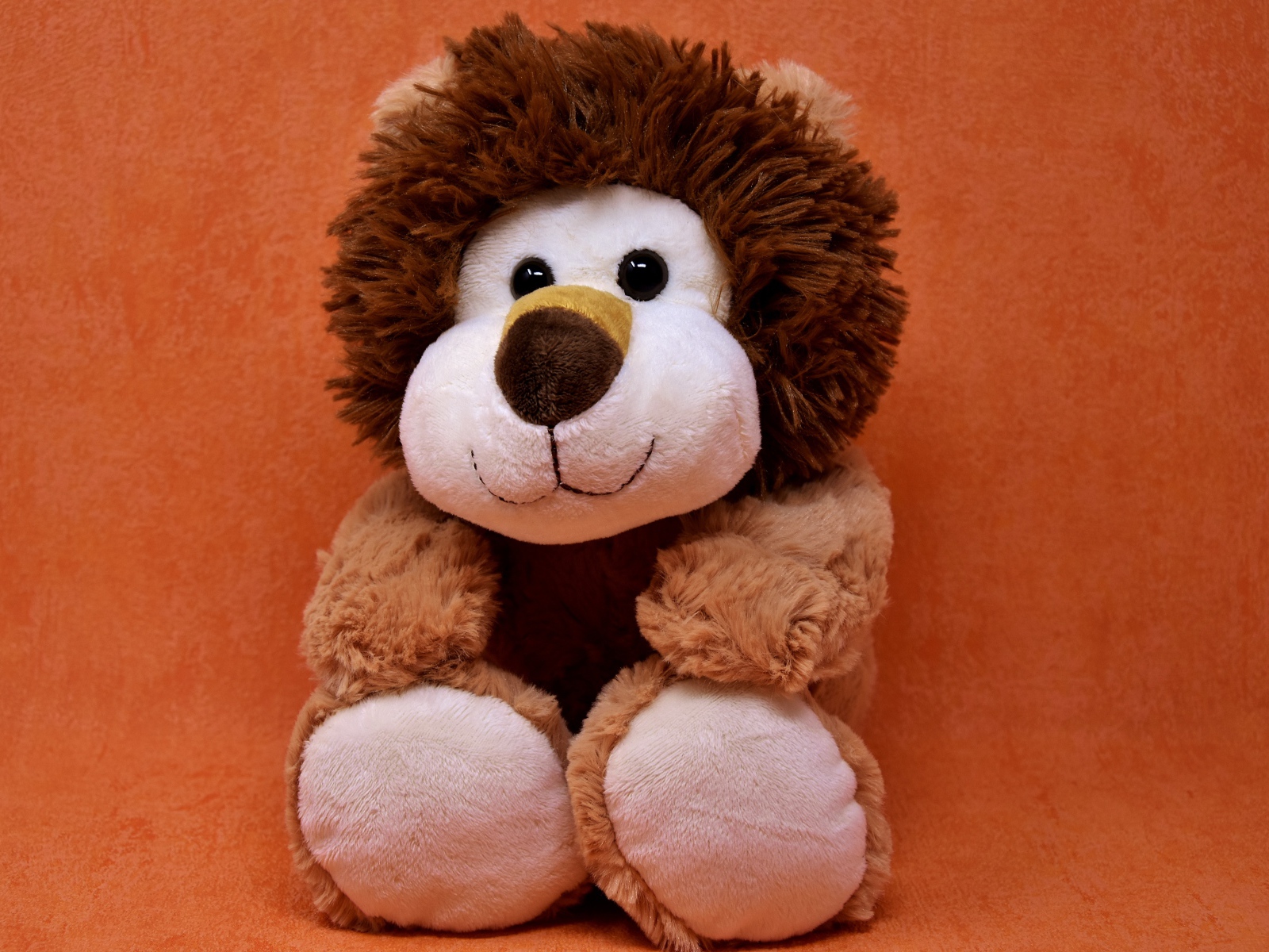 Игрушечный лев на фоне стены