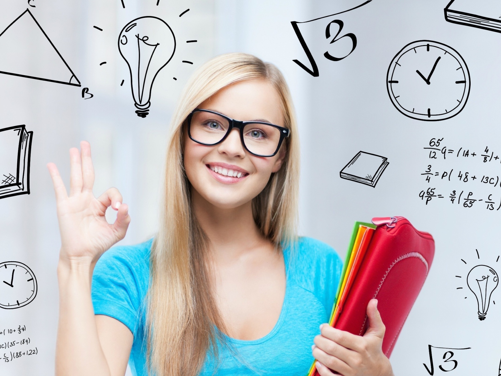 Красивая девушка ученица в очках 