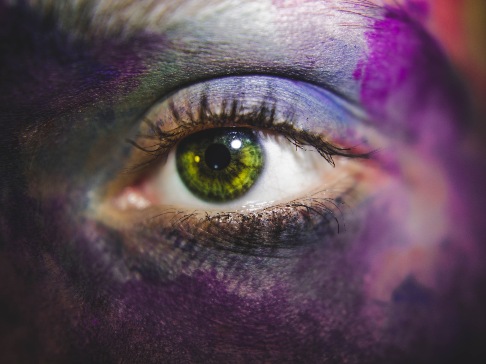 Красивый зеленый глаз в краске 