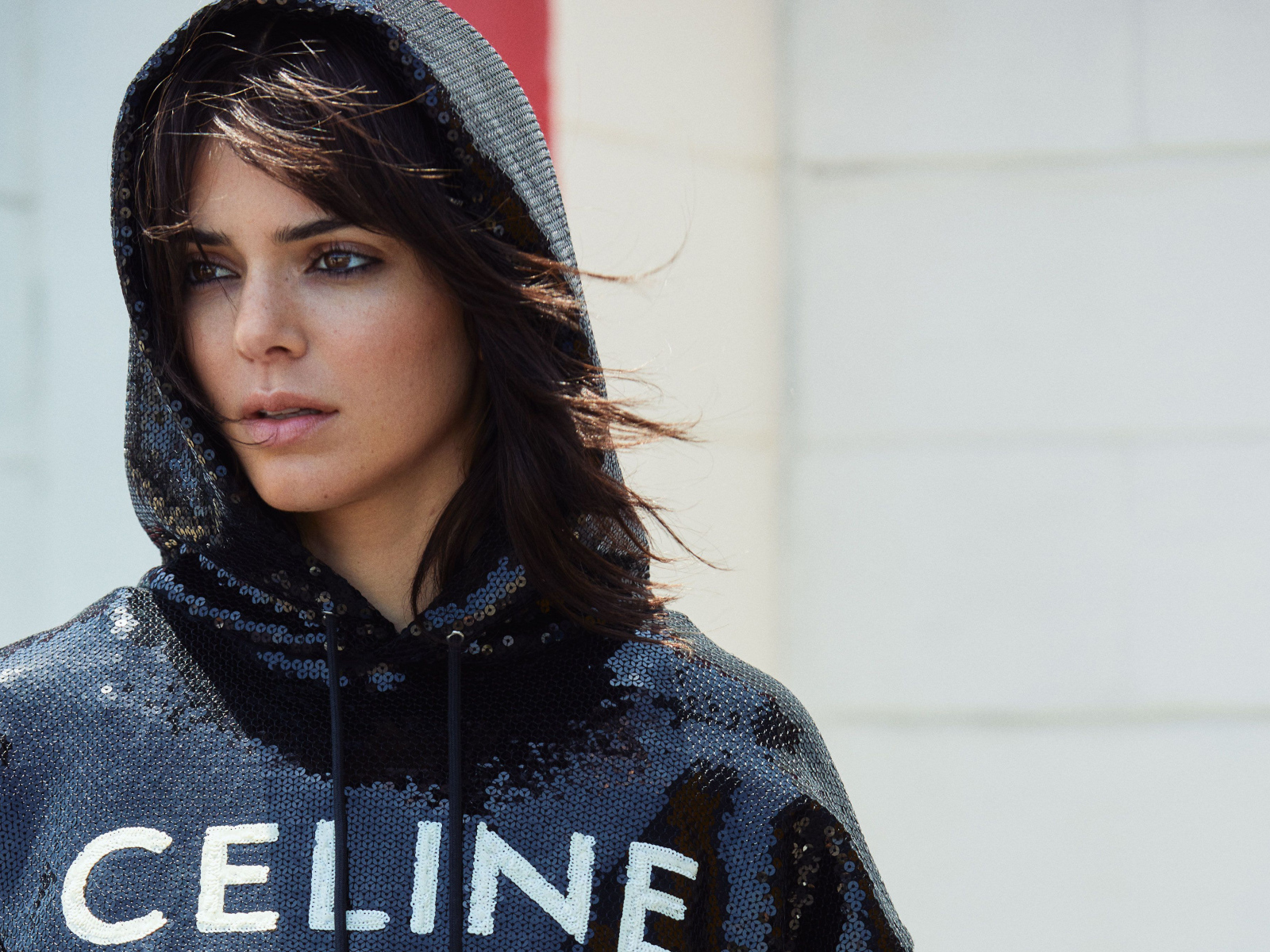 Кареглазая модель Кендалл Дженнер в капюшоне