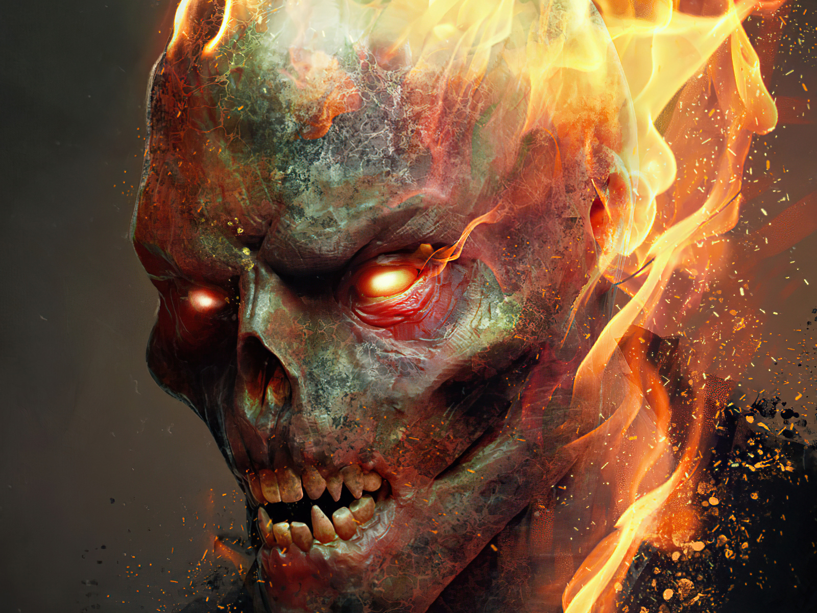 Огненный череп крупным планом  фильм Призрачный Гонщик