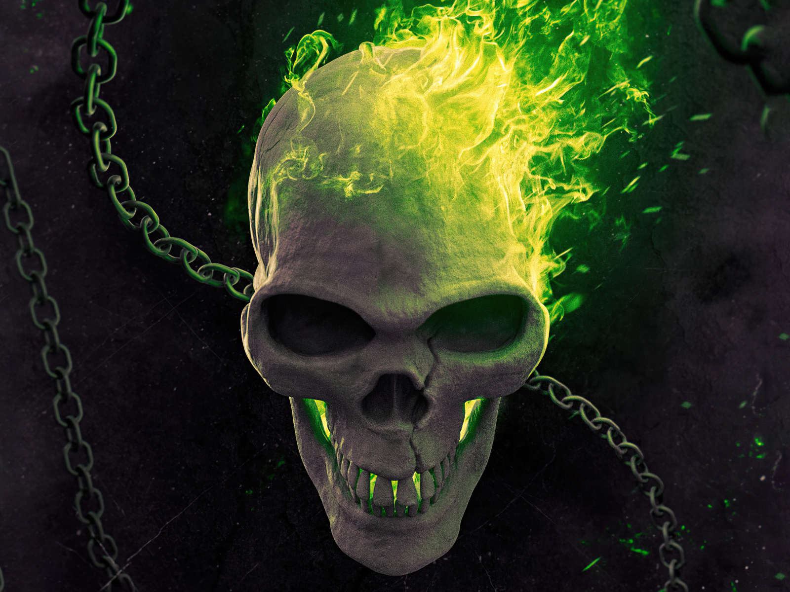 Череп с цепями в огне фильм Призрачный гонщик