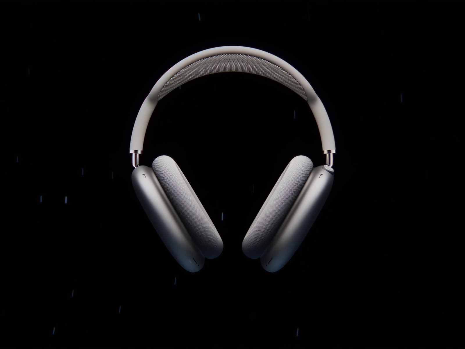 Серые наушники  AirPods Max на черном фоне