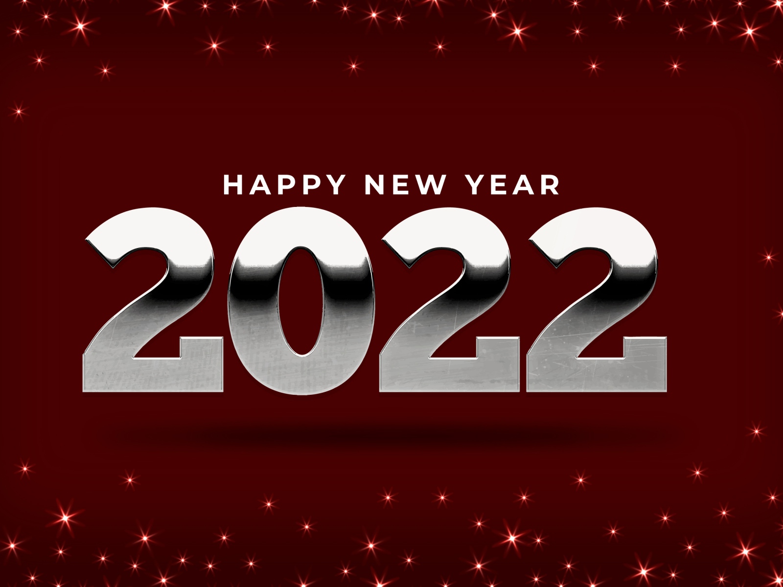 Серебряные цифры 2022 на красном фоне 