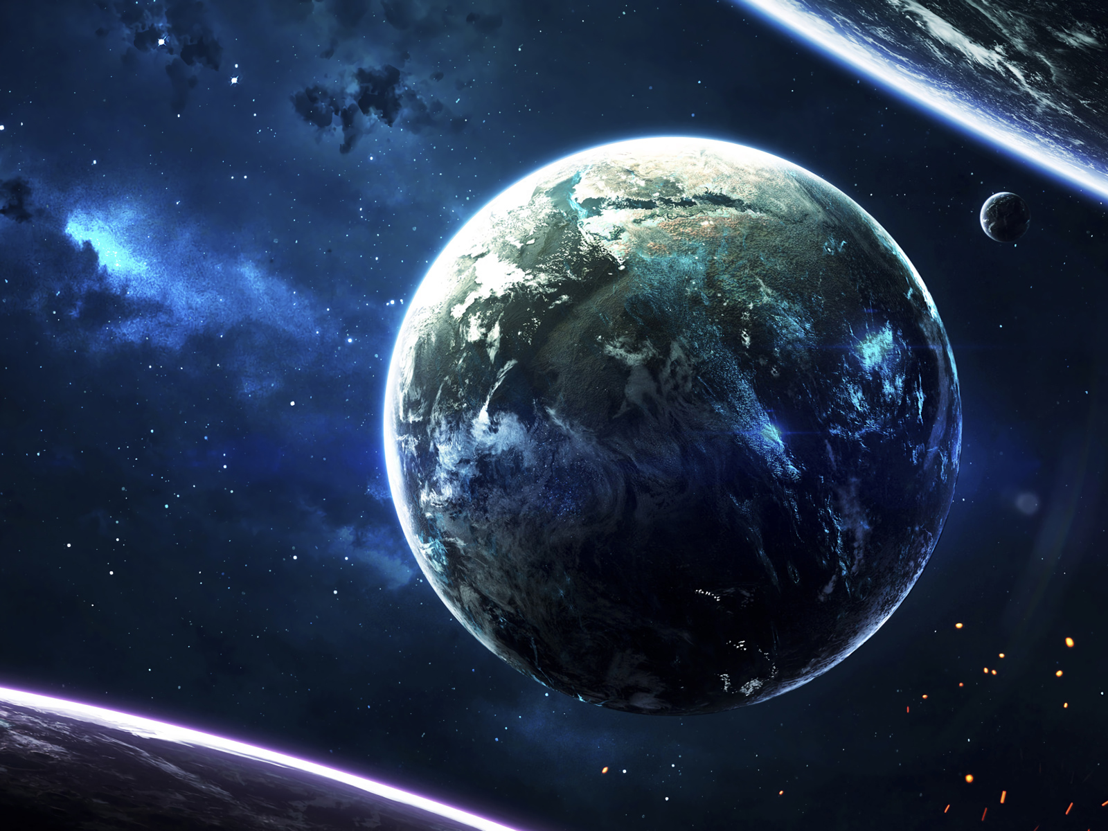 Синяя планета в бескрайнем космосе