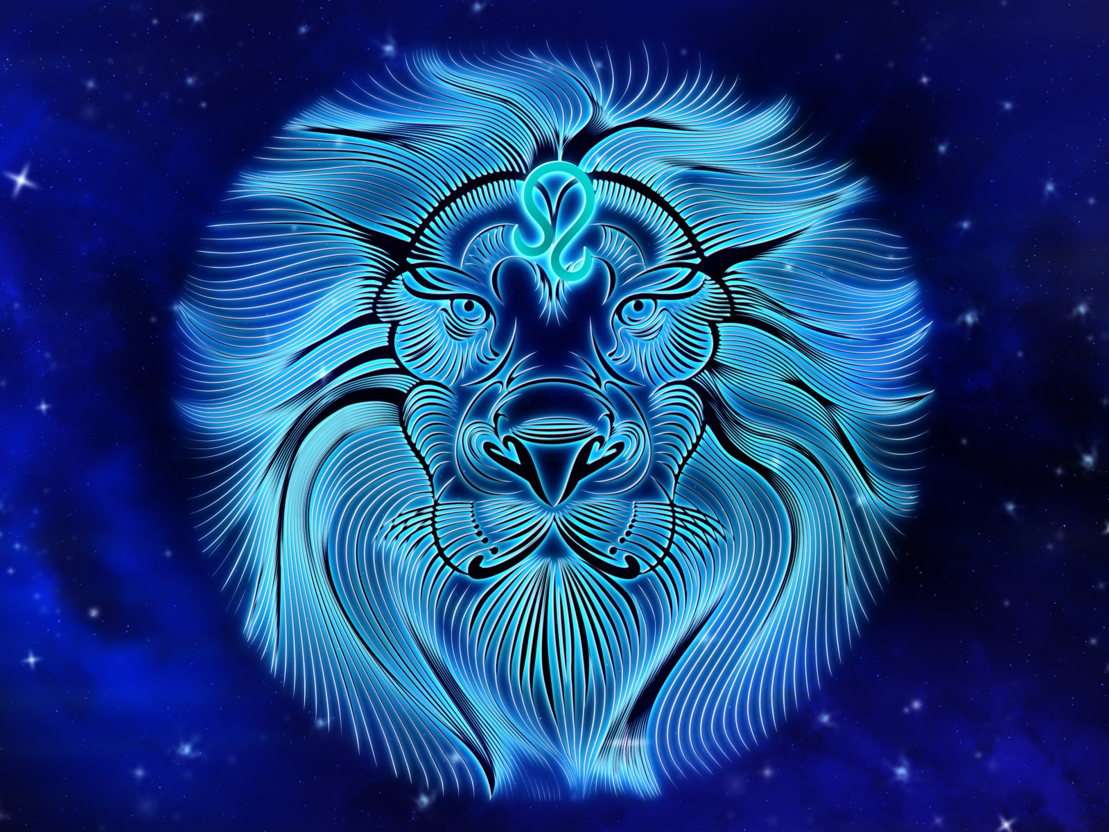 Красивый знак зодиака лев на синем фоне