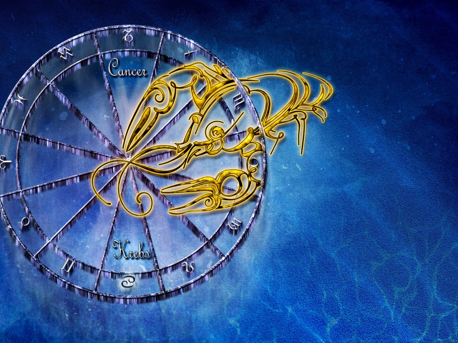 Зодиакальный знак рак на голубом фоне