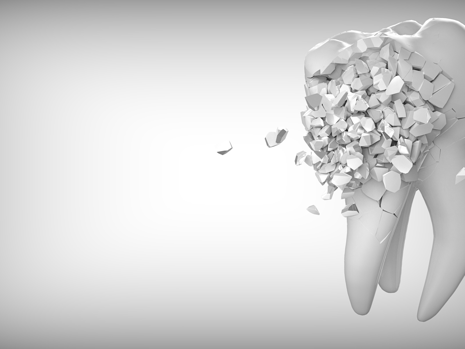 Зуб 3д рассыпается на кусочки
