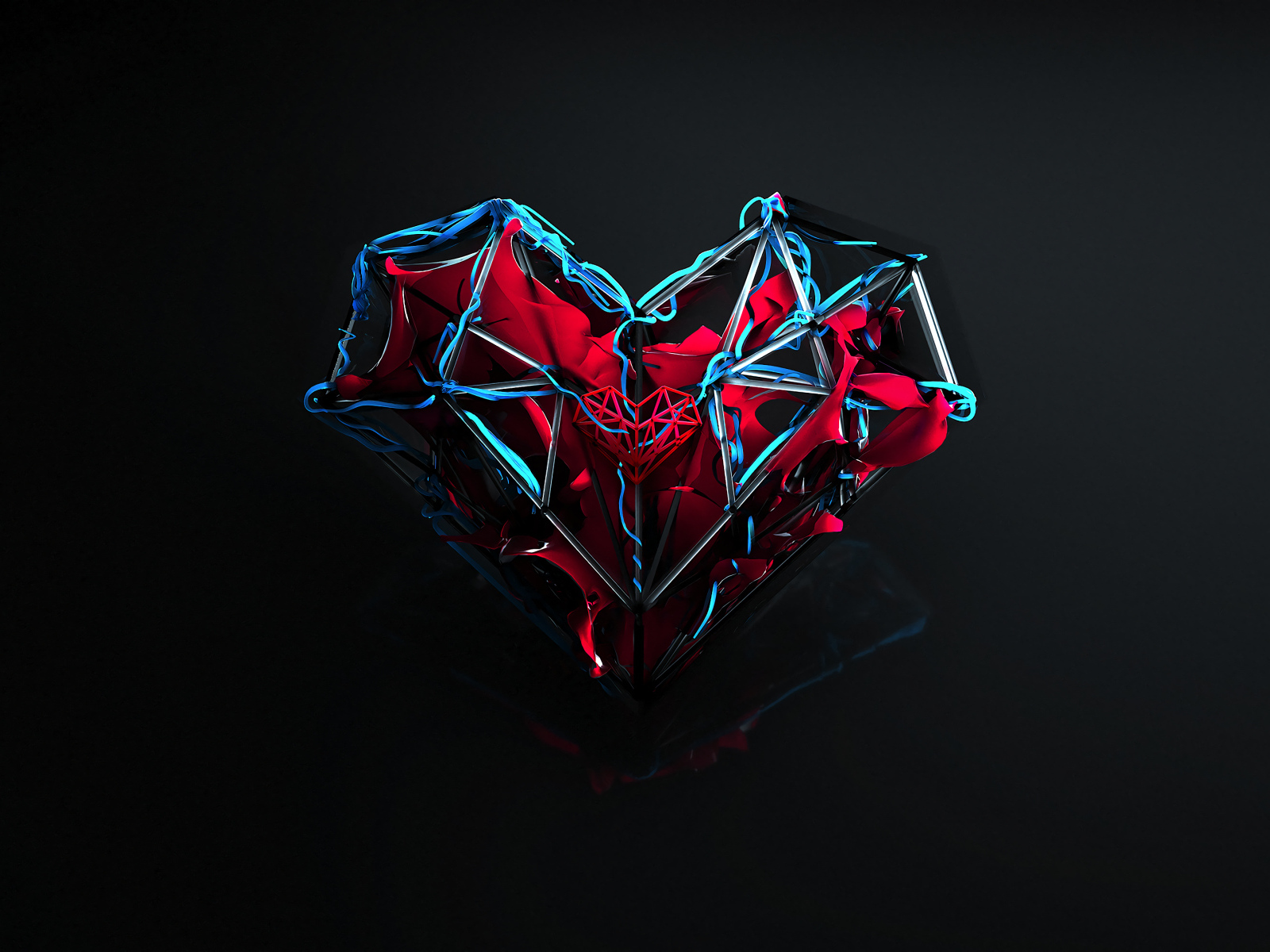 Абстрактное сердце на черном фоне