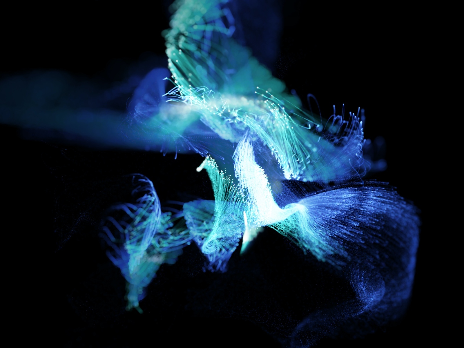 Голубые неоновые вспышки на черном фоне