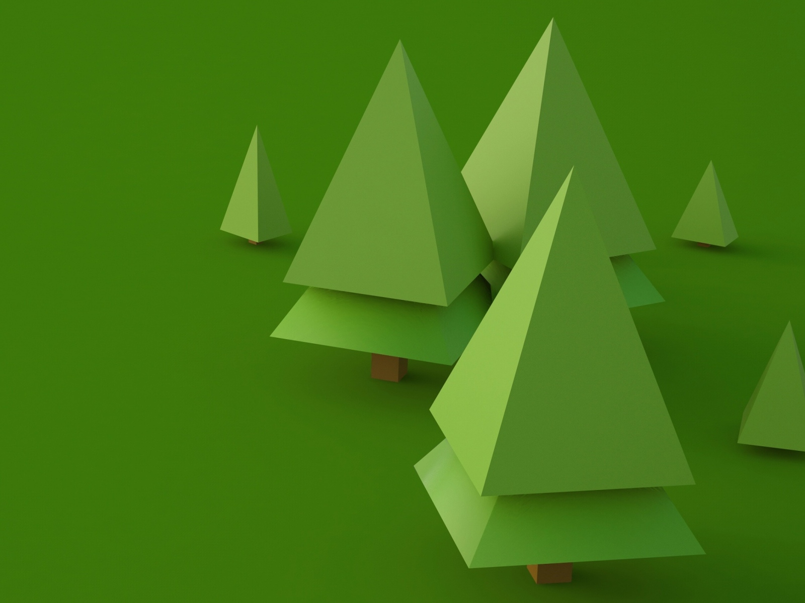 Зеленые геометрические 3д елки