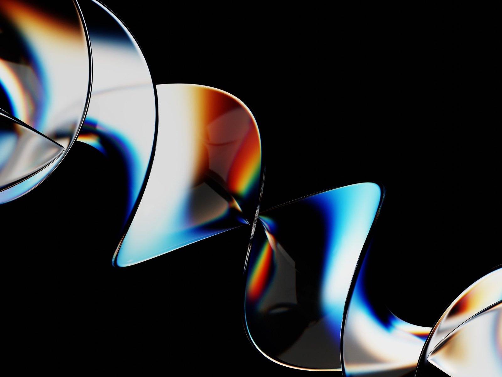 Большая разноцветная 3д спираль на черном фоне