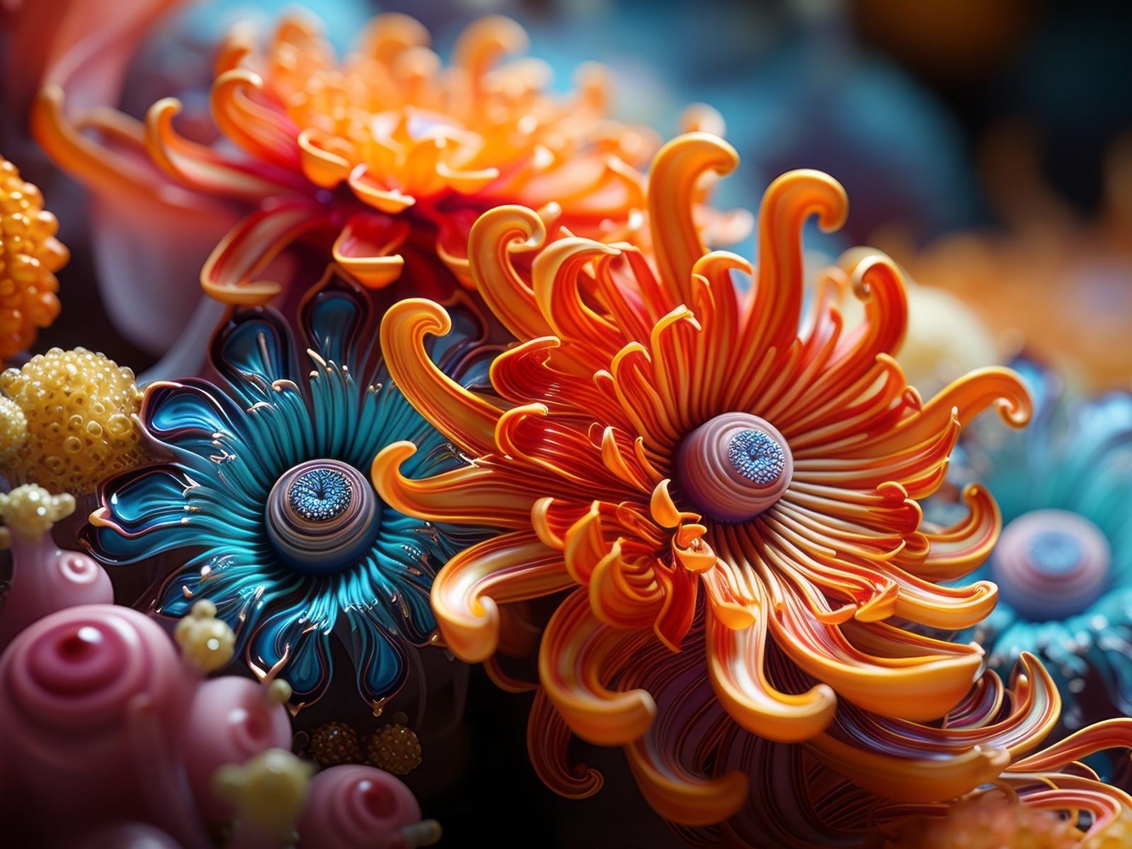 Необычные абстрактные лесные цветы