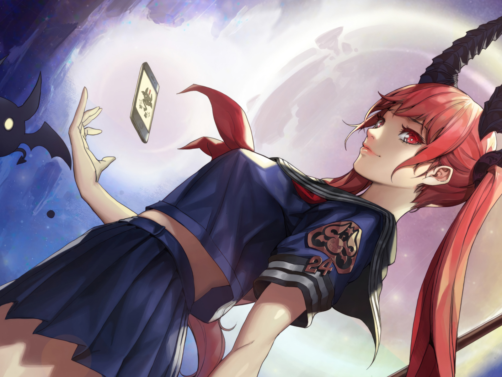 Аниме демон с большими рогами