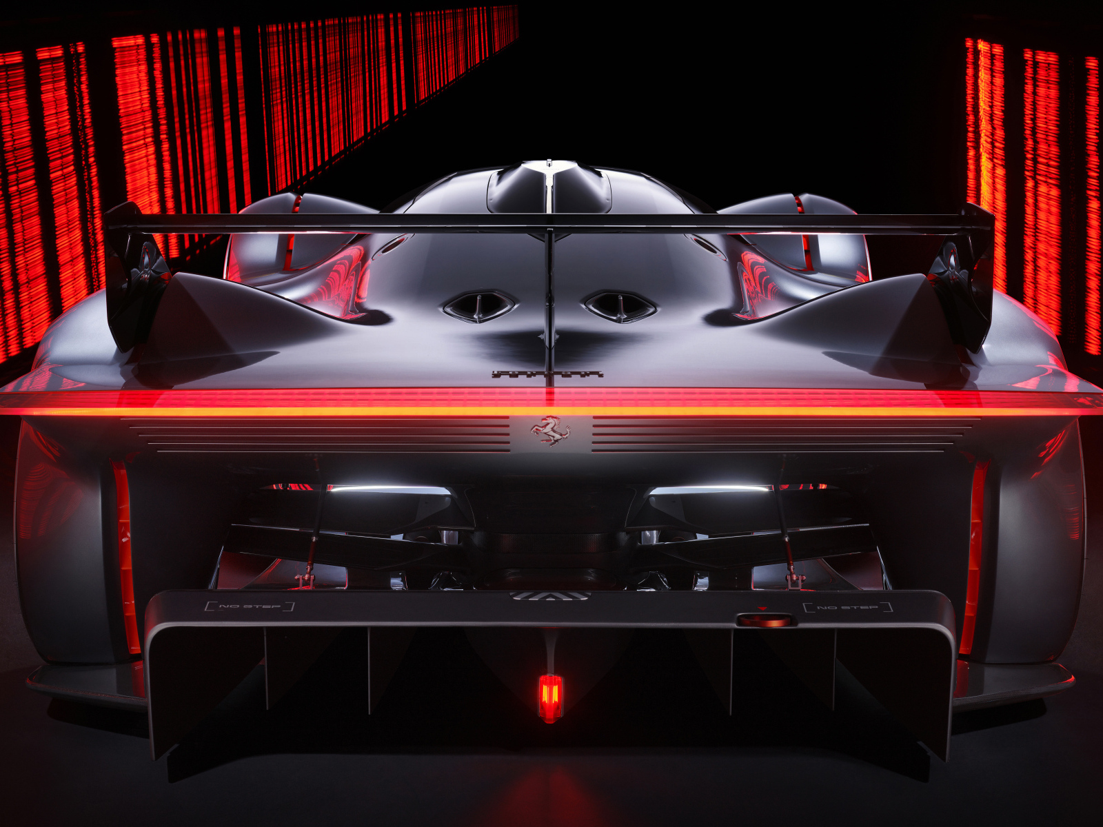 Крупный план сзади на автомобиль Ferrari Vision Gran Turismo