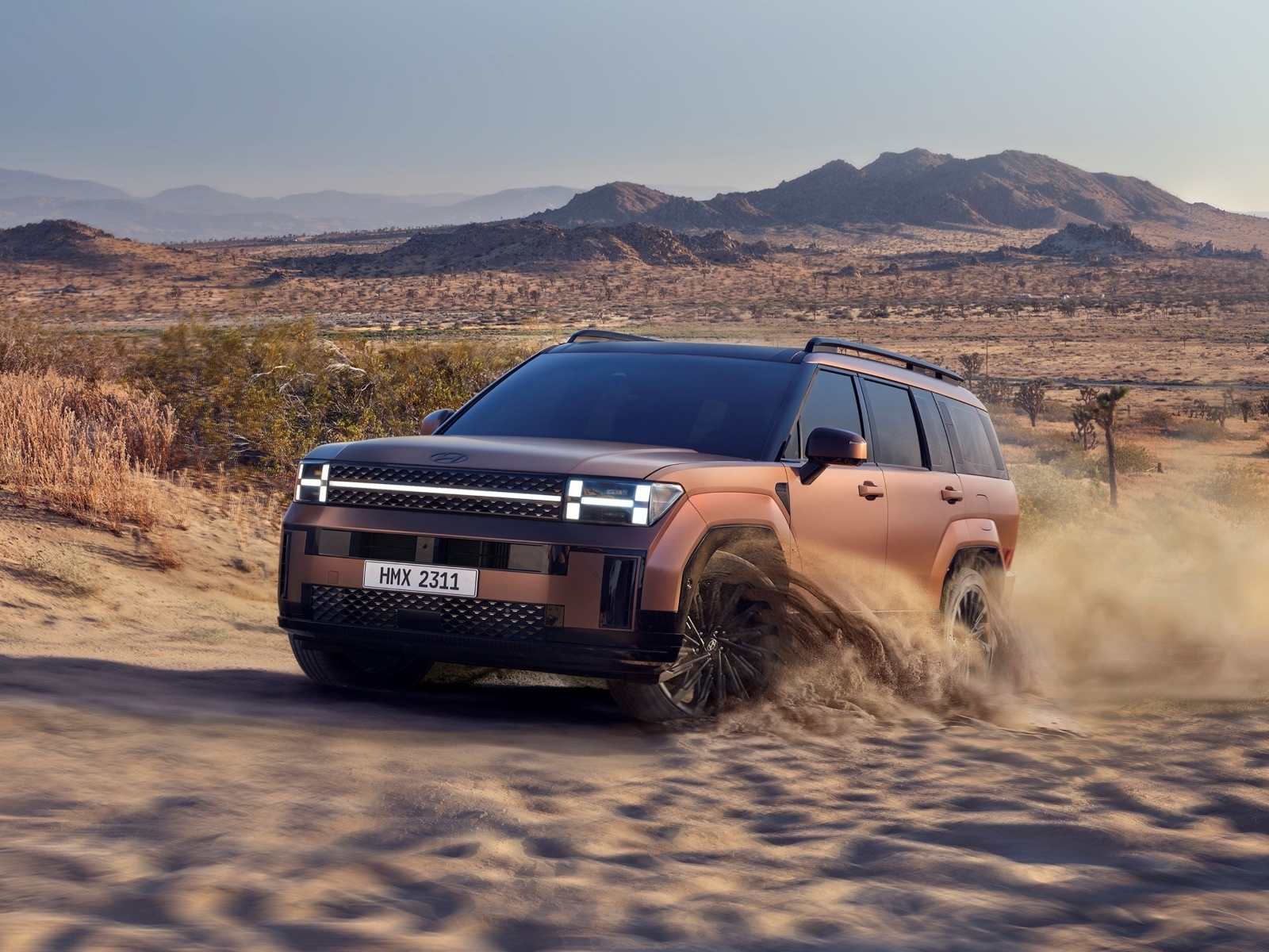 Внедорожник Hyundai Santa Fe 2024 года в пустыне