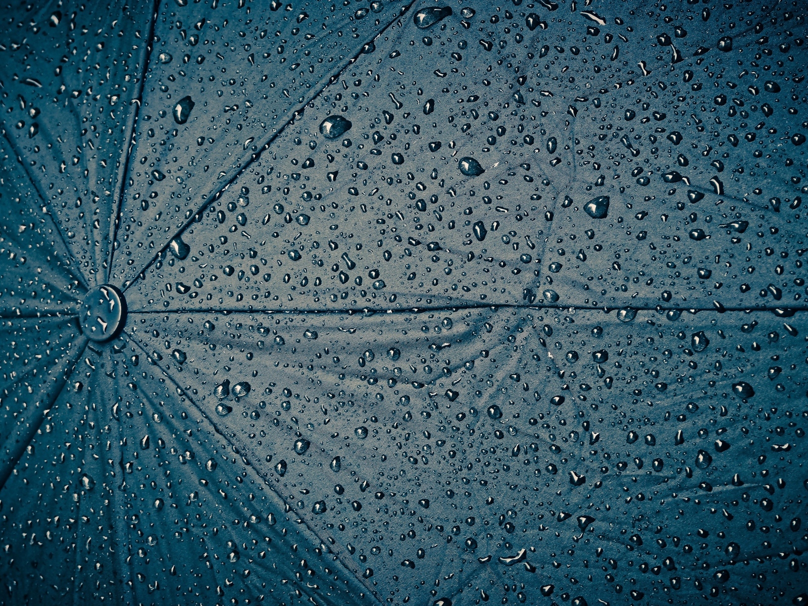 Черный зонт в каплях дождя