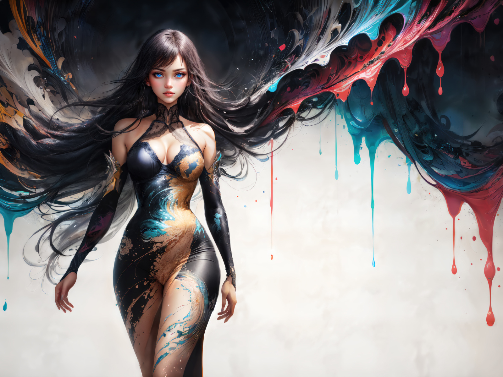 Красивая фантастическая девушка в краске