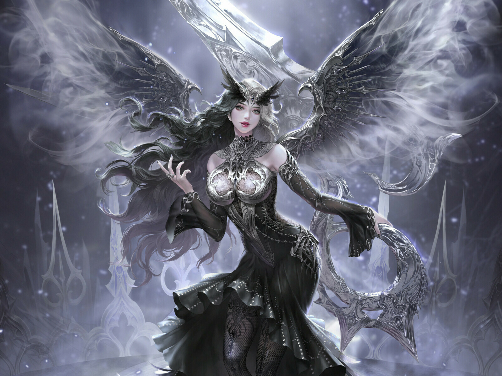 Фантастическая девушка в красивом черном платье