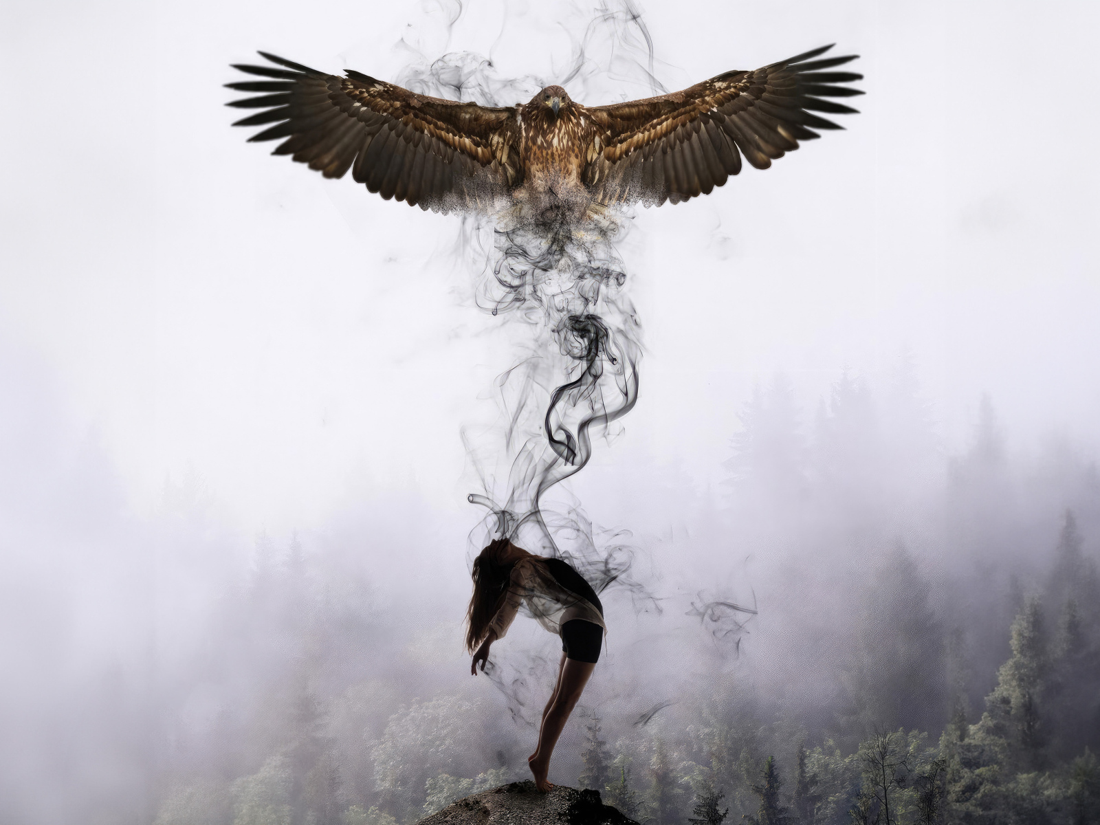 Душа вылетает птицей из девушки