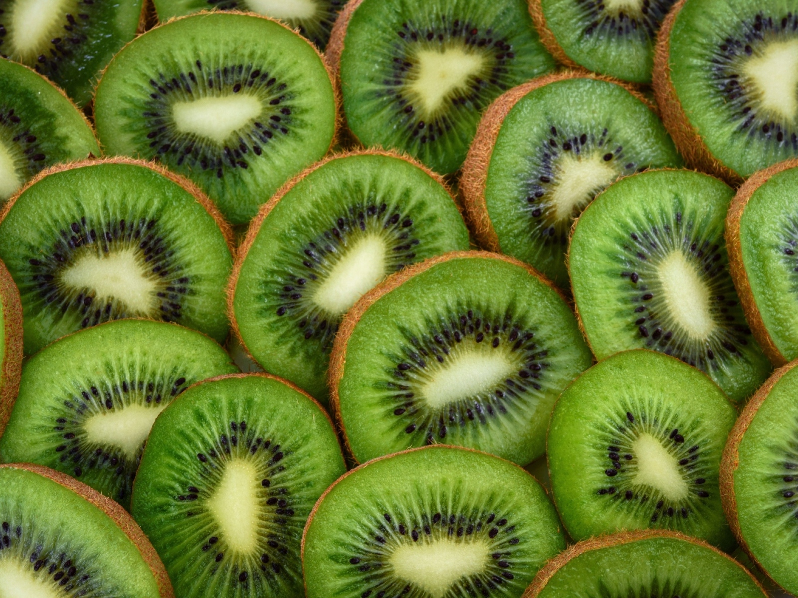 Много кругов нарезанного киви