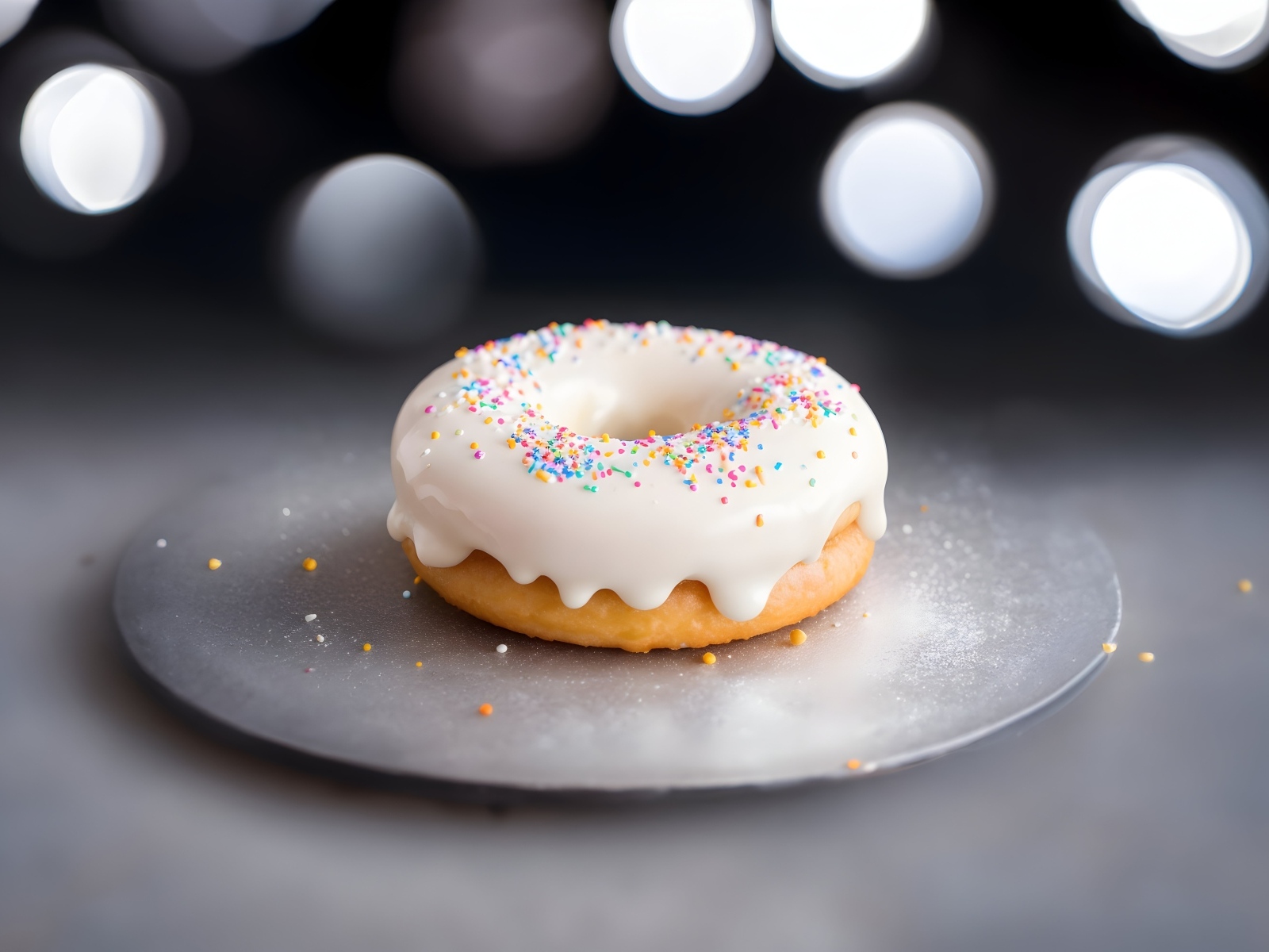 Пончик со сладкой глазурью на тарелке