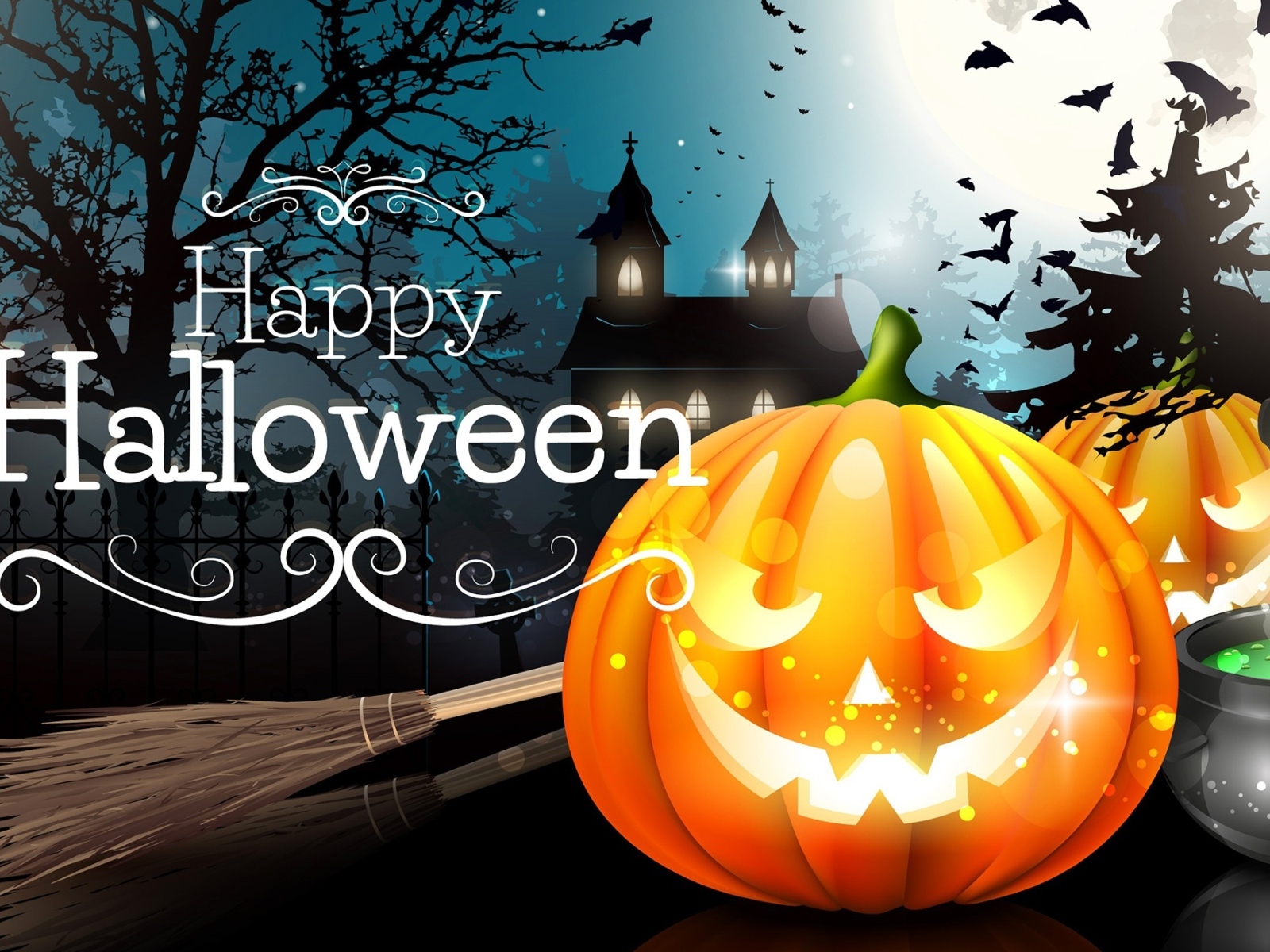 Открытка с тыквами на праздник Хэллоуин