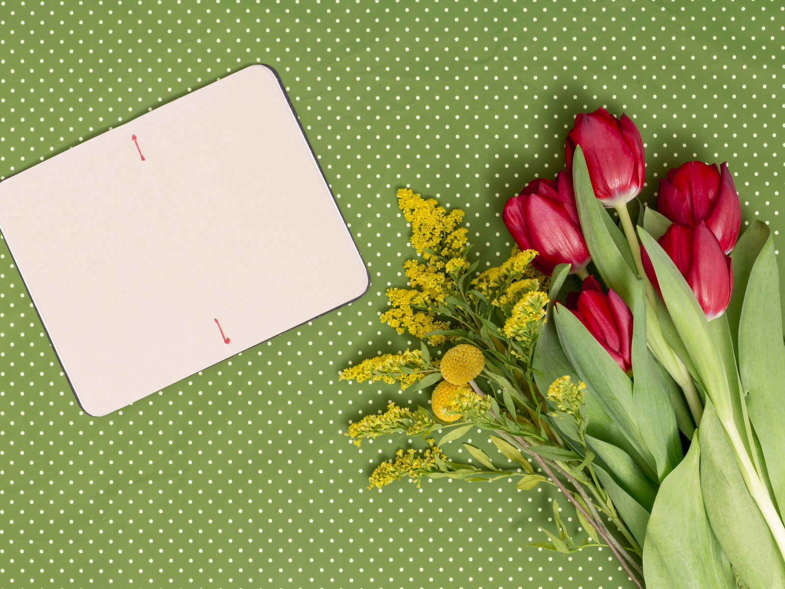 Букет тюльпанов и мимоза шаблон поздравительной открытки на 8 марта