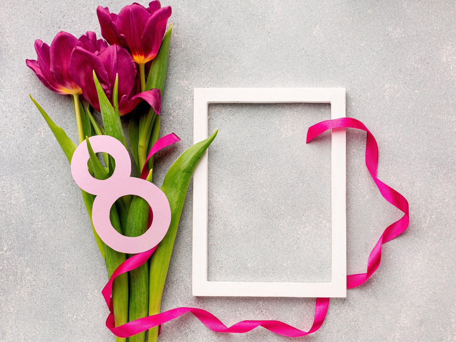 Рамка и букет тюльпанов шаблон для открытки на 8 марта