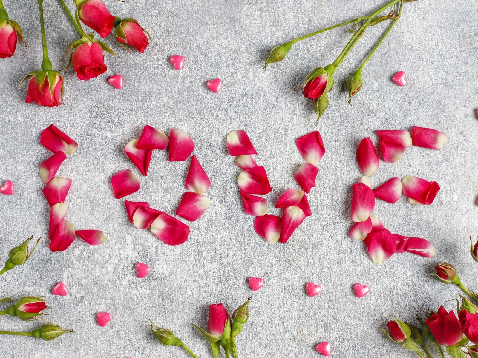 Надпись любовь из лепестков розы