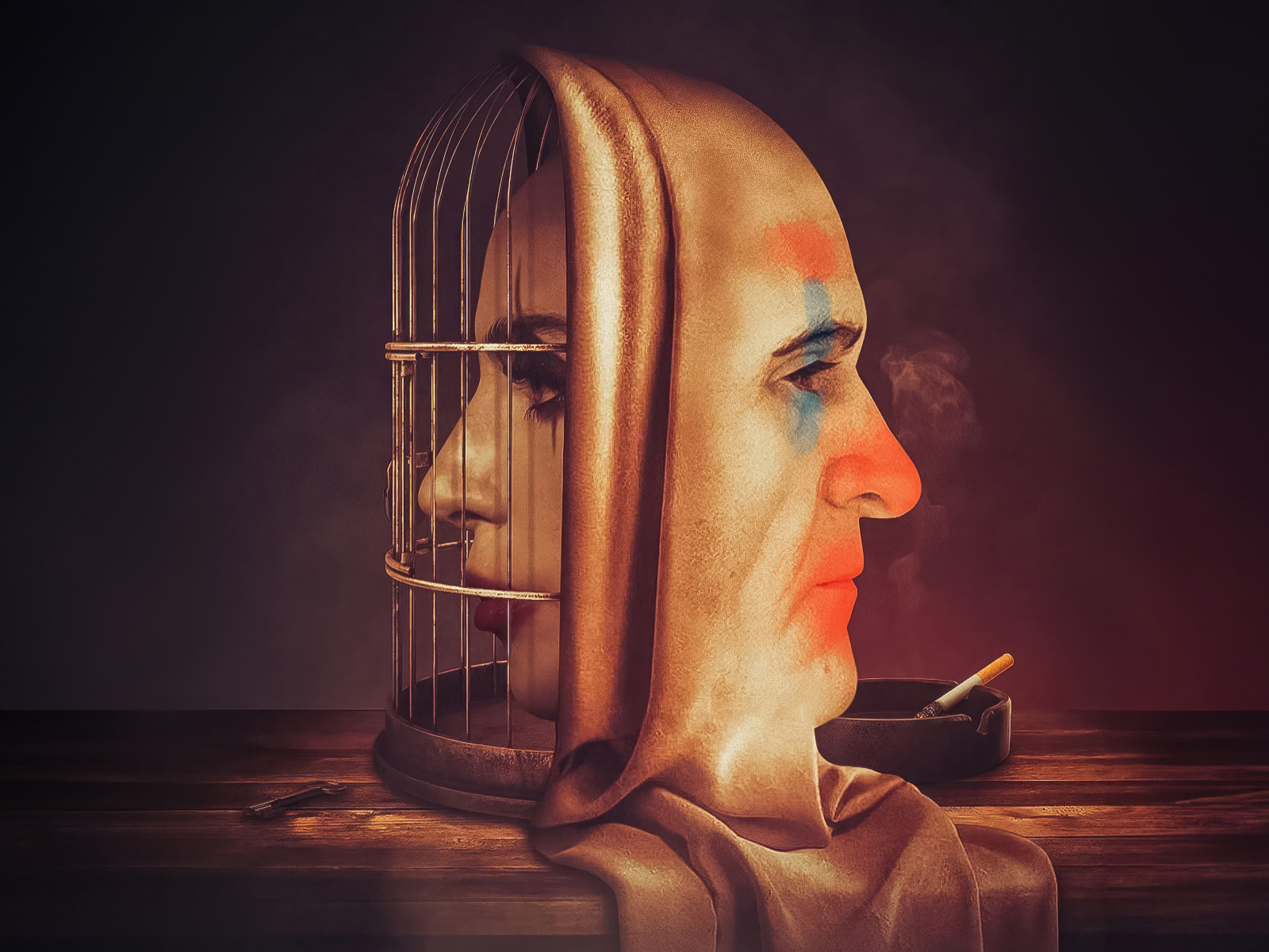 Клетка с лицами персонажей нового фильма Джокер: Безумие на двоих