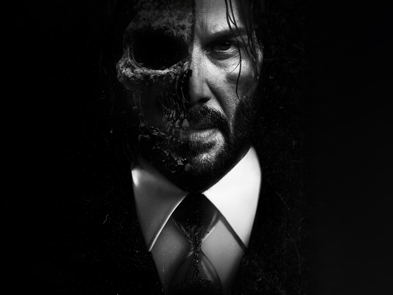 Персонаж фильма Джон Уик с испорченным лицом