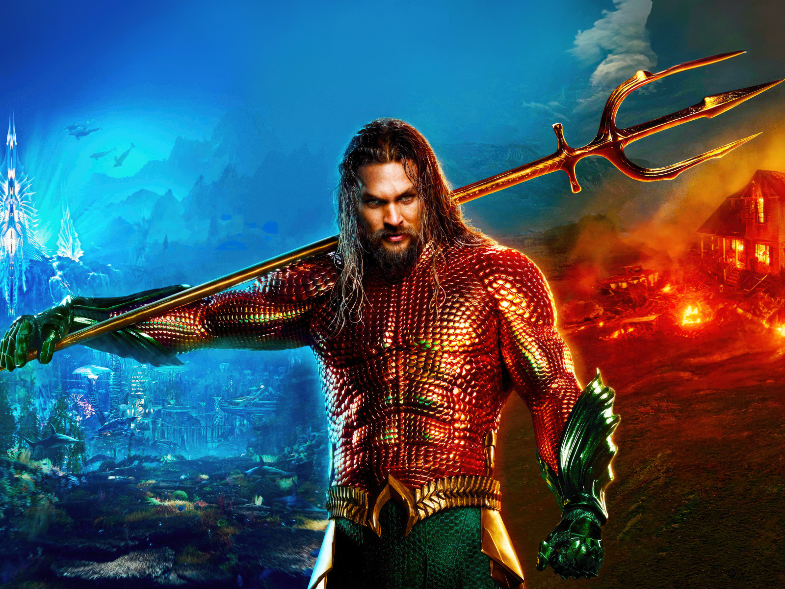 Суровый Аквамен с трезубцем