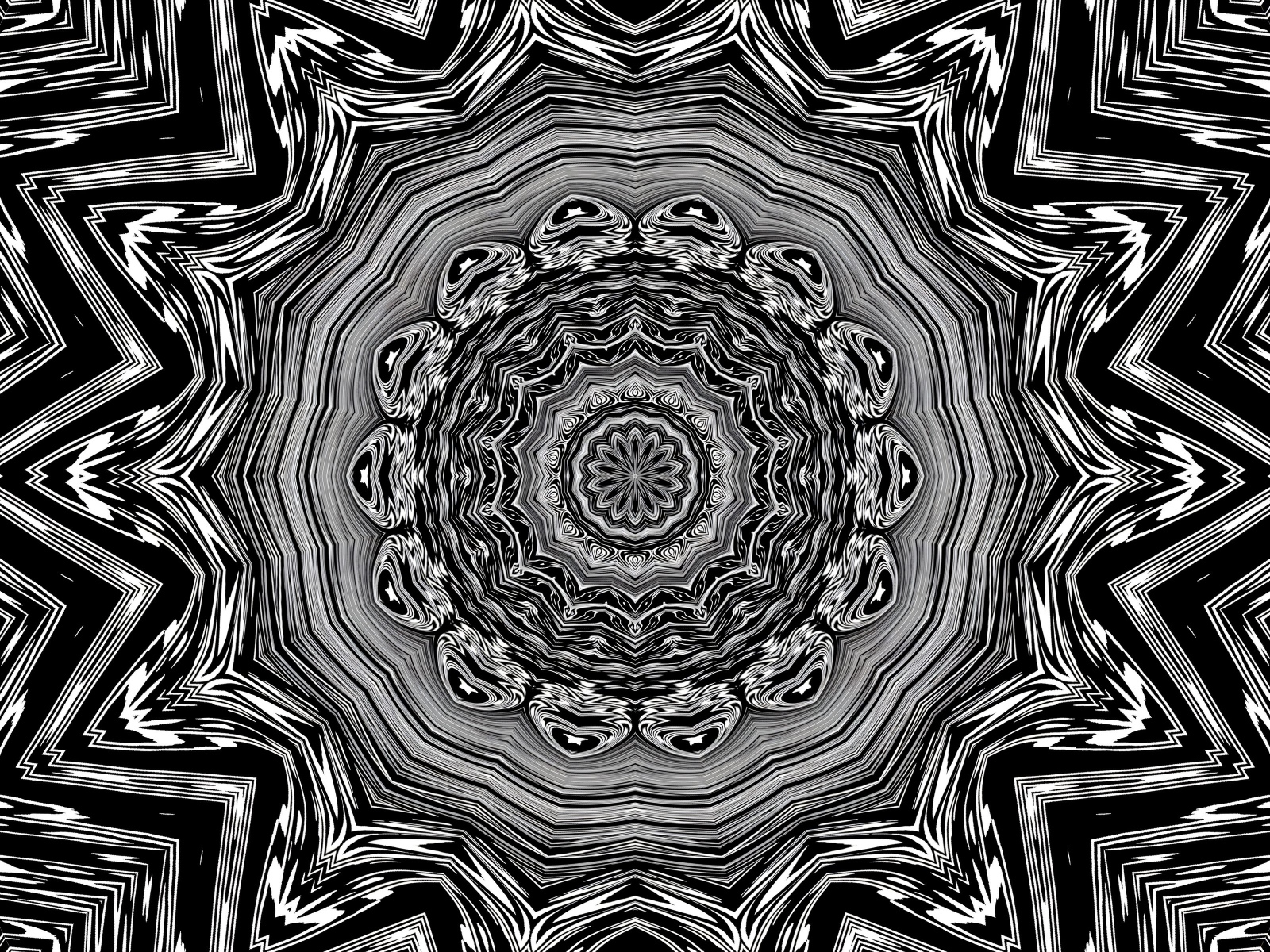 Черно-белый фрактальный узор 