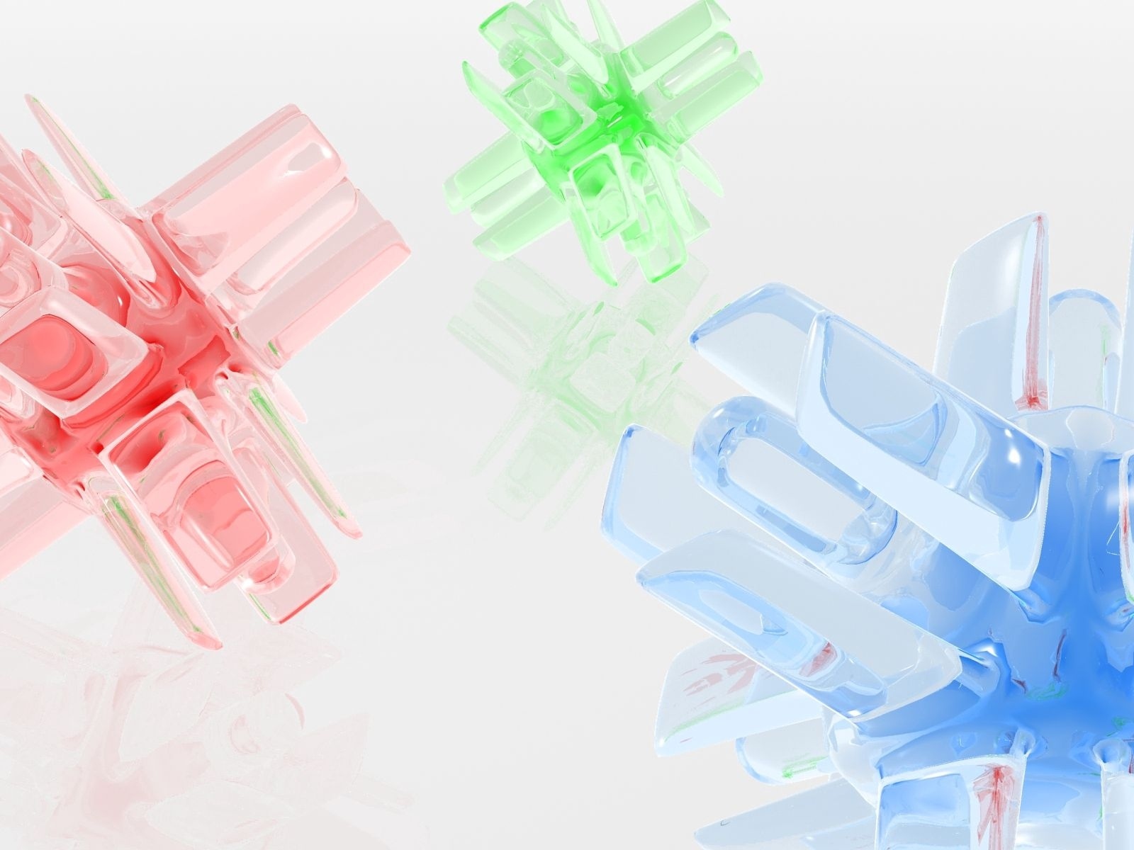 Кристальные разноцветные фигуры на белом фоне